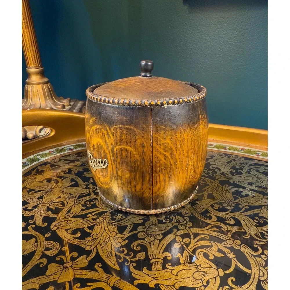 Vintage Wood Tea‎ Caddy with Lid and Metal Liner – 5